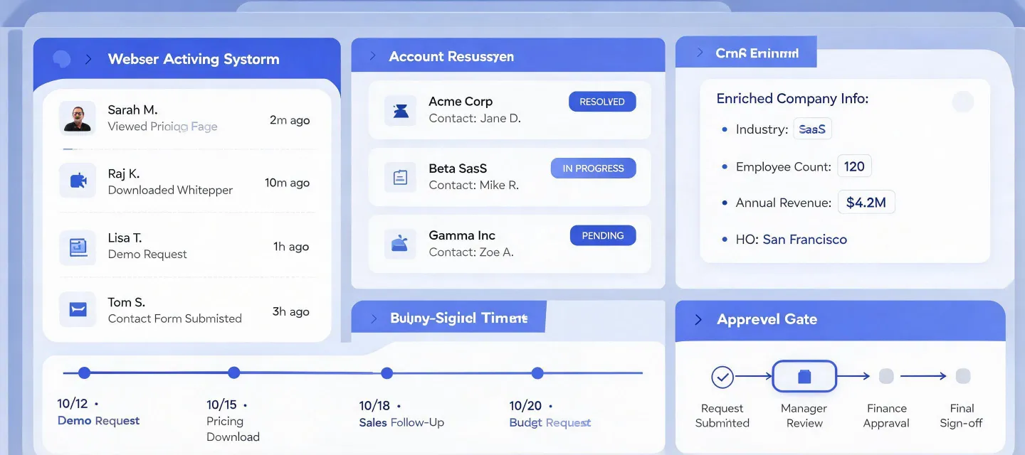 Account intelligence workflow in a revenue operations workspace